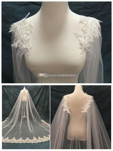 2017 2017 New Shawl Style Bridal Veils Single Layer Long Luxury Shoulder Wedding Veils Beads Lace Bridal Accessories Cheap Wedding Veils From Leaderbridals, $50.26 | Dhgate.Com Cheap Wedding Veil, Wedding Mermaid, Gaun Abad Pertengahan, Beaded Wedding Veils, Wedding Bridal Veils, Bridal Cape, Beaded Tulle, Bridal Veils, Lace Bridal