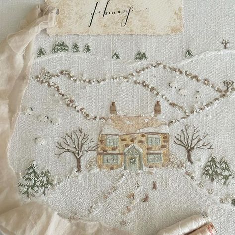 Melanie McDonough (@mcdonoughmelanie) • Instagram photos and videos Cottage Embroidery, Winter Embroidery, Christmas Embroidery Patterns, Christmas Cottage, Kit Christmas, Christmas Embroidery Designs, Embroidery Gifts, Cute Embroidery, 자수 디자인