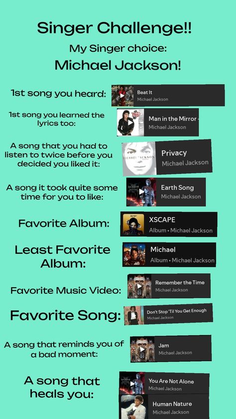 Singer Challenge!! (feel free to remix with any singer) #michaeljackson #music #songs #albums #Challenge #remix #remixthis #song challenge #singer Beat It Michael Jackson, Mirrors Lyrics, Earth Song, The Bat Man, Song Challenge, Remember The Time, Song Time, Least Favorite, Music Songs