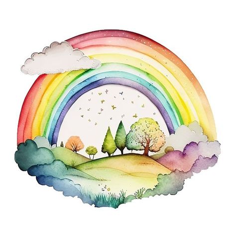 Starting Etsy Shop, Rainbow Drawing, Rainbow Pictures, Rainbow Clipart, Watercolor Beginner, Easy Drawings For Kids, Watercolor Rainbow, Cute Doodles Drawings, Rainbow Art