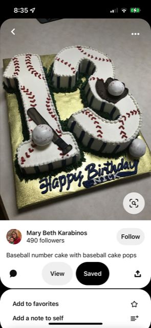 Baseball Number Cake, Happy Birthday Nick, Baseball Cake Pops, Number One Cake, Baseball Numbers, Sport Cakes, Number Cakes, Cake Pops, Happy Birthday