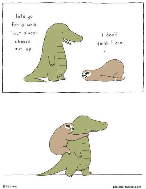 Cute and Positive Affirmations - Liz Climo Liz Climo Comics, Liz Climo, Wallpapers Funny, Funny Animal Comics, Cartoon Humor, Wholesome Memes, Cartoon Images, Cute Kittens, Cute Comics