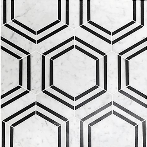 black and white hexagon tiles Entryway Staircase, Carrara Venato, Carrara Marble Tile, Hexagon Mosaic Tile, Tile Texture, Shower Walls, Unique Tile, Tiles Price, Black And White Tiles