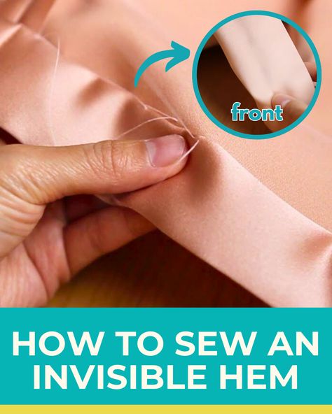 Don't want the stitches to show when hemming? Try this simple sewing technique to make the stitches almost invisible. How To Sew An Invisible Stitch, No Show Stitch Sewing, Invisible Hem Stitch, Hemming Stitch, Invisible Hem, Wine Bottle Tiki, Invisible Stitch, Diy Plaster, Hem Stitch