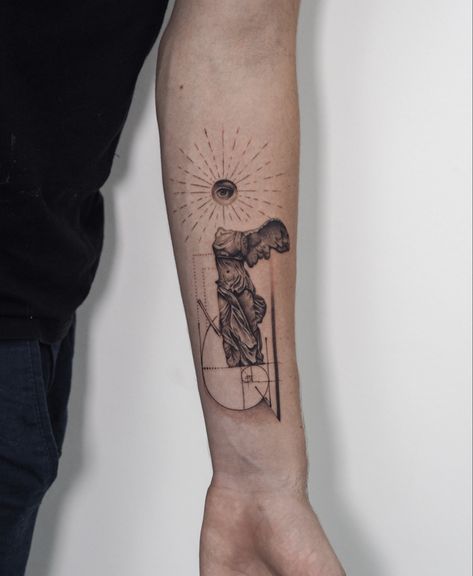 Winged Goddess Of Victory Tattoo, Athena Nike Tattoo, Nike Statue Tattoo, Goddess Of Victory Tattoo, Nike Goddess Tattoo, Nike Of Samothrace Tattoo, Winged Victory Of Samothrace Tattoo, Winged Victory Tattoo, Cliff Tattoo