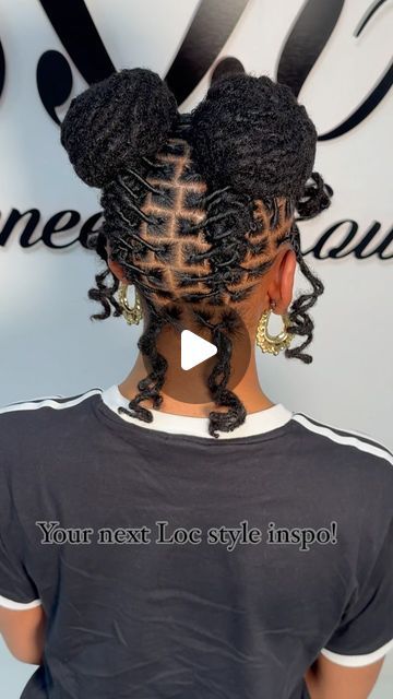 18K likes, 72 comments - renees_rows on June 2, 2024: "Buns and curls for the girls 🥰 What do you guys think about this cute Loc style combo? I Love everything about this look and had fun creating it too. Need help deciding your next look? 🔗 in bio 👆🏾we can decide together. 💎A Luxury service awaits you! Treat yourself. #womenlocstyles #womenwithlocs #locbuns #loccurls #locmaintenance #londonlocs #explorepage #locjourney #loclife #locqueen". Loc Styles With Two Buns, Cute Hairstyles For Long Locs, Loc Space Bun Styles, 2 Ponytail Loc Styles, Space Buns Loc Style, Loc Bun Styles Black Women, Women Dreads Black Hairstyles, Mohawk Loc Styles Black Women, Loc Hairstyles For Kids