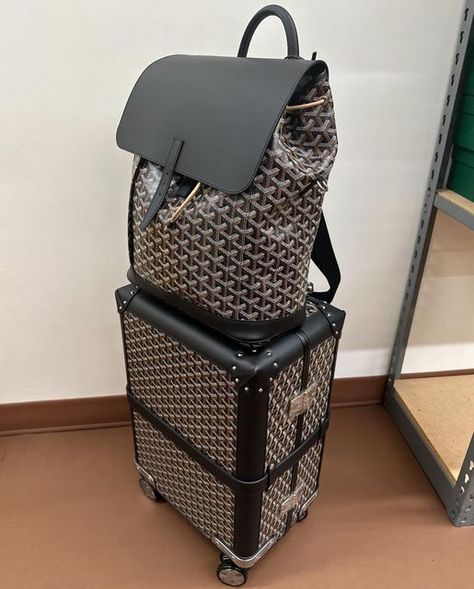 Meech 🇯🇲 on Instagram: "Backpack $5100 Trolly $10,400" Louis Vuitton Luggage Set, Goyard Luggage, Designer Suitcase, Mid Evil, Designer Suitcases, Backpack Aesthetic, Louis Vuitton Luggage, Givenchy Bags, Luxury Bags Collection