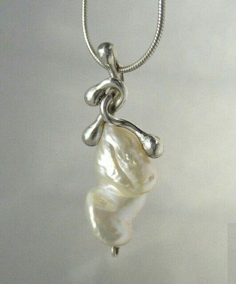 Tiny Dancer, Baroque Pearl Necklace, Pearl Set, White Pearl, Dancer, Pearl Necklace, Chain, Pendant, Silver