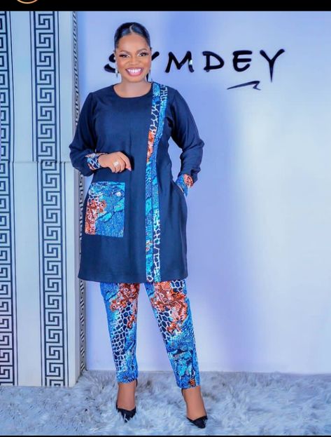 Nigerian Tops For Women, Long African Dresses For Women Church, Women Fashion Styles Types, Ankara Shirt, Modern African Clothing, Shirt And Trouser, African Fabric Dress, Traditional African Clothing, Latest African Men Fashion