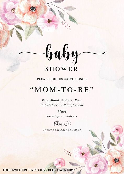 Download Now Rustic Floral Baby Shower Invitation Templates - Editable With Microsoft Word Baby Shower Card Design, Baby Shower Invitation Cards Design, Baby Shower Invitation Cards Indian, Baby Shower Invitation Cards Template, Editable Invitations Free Templates, Baby Shower Card Wording, Baby Shower Card Ideas, Baby Shower Invitations Ideas, Seemantham Decoration