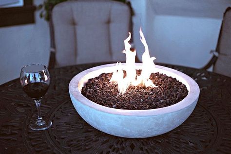 Artisan Crafted Table Top Fire Bowl | There are so many backyard fire pit ideas out there that it can be hard to choose which one is ideal for you. While it is difficult to pick exactly which one you want, it is undeniable that fire pits are a great way to make your backyard into your very own outdoor getaway. #firepit #backyard Pergola Deck, Unique Backyard, Tabletop Fire Bowl, Pergola Roof, Outside Fire Pits, Backyard Fire Pit, Fire Pit Ideas, Tabletop Fireplaces, Tabletop Firepit