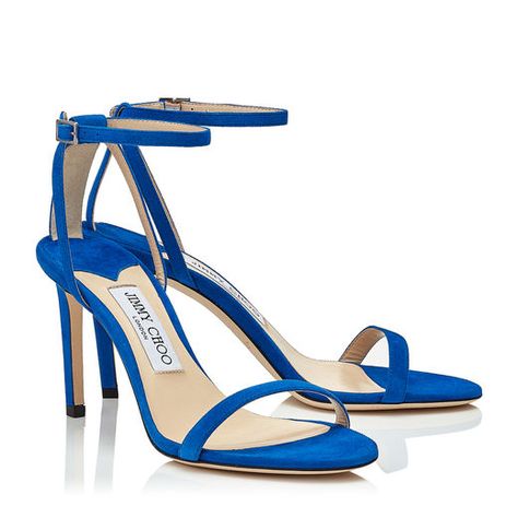 Jimmy Choo MINNY 85 Blue Hills Shoes, Heels And Bags, Hills Shoes, Shoe Shopping, Shoes Luxury, How To Make Shoes, Jimmy Choo Shoes, Footwear Design Women, Suede Sandals