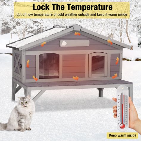 Tucker Murphy Pet™ Draizy Heated Cat House & Reviews | Wayfair Outside Cat Enclosure Winter, Cat House Outdoor Winter, Heated Outdoor Cat House, Outside Cat Enclosure, Cat House Outdoor, Insulated Cat House, Heated Cat House, Cat Projects, Outdoor Cat Shelter