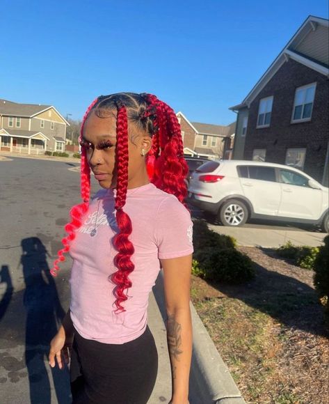 Pink Braids Black Women, Two Braids Hairstyle Black Women, Dolly Hair, Special Hairstyles, Peekaboo Braids, Coi Leray Braids, Latest Hair Braids, 2023 Hairstyles, Two Braid Hairstyles