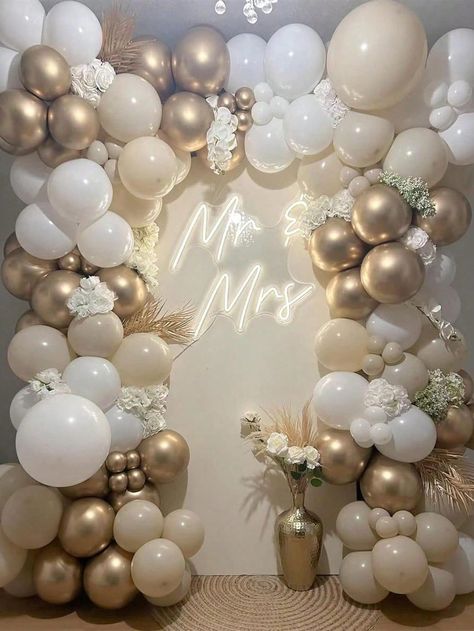 139pcs White Sand Gold Balloon Garland Arch Kit Beige Nude White With Metallic Chrome Gold Latex Balloons For Wedding Bridal Shower Engagement Party Decorations Birthday Shower Supplies White    Latex     Event & Party Supplies, size features are:Bust: ,Length: ,Sleeve Length: White Rose Decoration, Wedding Decorations Champagne Color, Gold And White Anniversary Decor, White And Gold Party Decorations Table, Balloon Decor Wedding, Wedding Ideas White And Gold, Wedding Balloons Arch, White And Gold Balloons Decoration, White And Gold Decorations Party Ideas