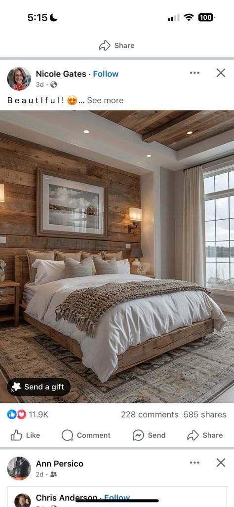 Accent Wall Behind Bed, Best Interior Design Apps, Wall Behind Bed, Vintage Home Decor Farmhouse, Palette Furniture, Luxury Floor Plans, Cabin Bedroom, Bedroom Design Inspiration, Bedroom Accent