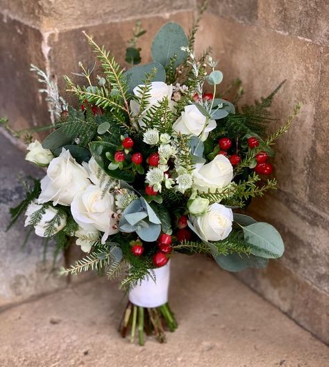 Bridesmaid Bouquet Winter Wedding, Nutcracker Flower Bouquet, Christmas Bridal Bouquet Winter Bride, Christmas Flowers Wedding, Poinsettia Wedding Bouquet, Christmas Bride Bouquet, Christmas Wedding Bouquets Bride, Christmas Wedding Boutonniere, December Wedding Bouquet