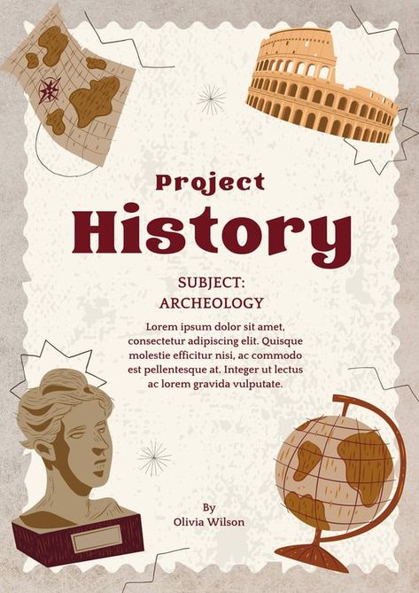 Templates History Project Cover Page, History Project Cover Page Ideas, Cover Page Ideas, Project Cover Page, History Subject, Cover Page Template, Front Page Design, History Project, Report Cover