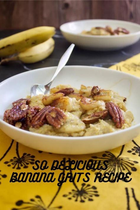 Banana Grits Recipe Sweet Corn Grits, Sweet Polenta, Caramelized Banana, Chocolate Chia Seed Pudding, Vegan Pudding, Corn Grits, Native American Food, Grits Recipe, Caramelized Bananas