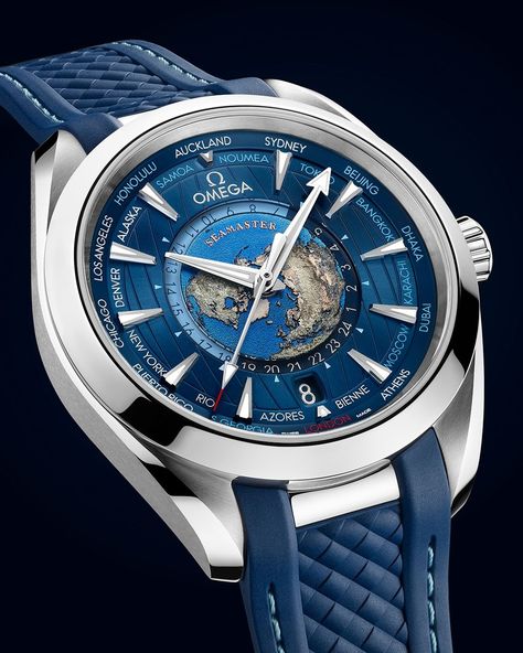 OMEGA on Instagram: “#SeamasterAquaTerra A watch for timezone jumpers. The beautifully blue Aqua Terra Worldtimer.” Omega Aqua Terra, Omega Seamaster Aqua Terra, Seamaster Aqua Terra, Aqua Terra, Blue Watches, Omega Speedmaster, Omega Seamaster, G Shock, Steel Watch