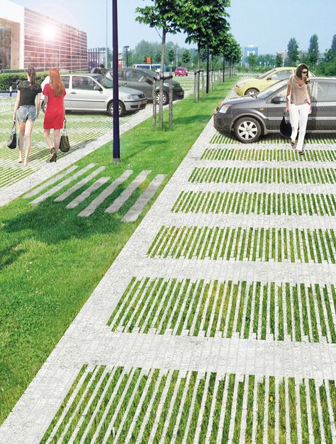 Permeable Driveway, Grass Pavers, Pavement Design, Driveway Design, Landscape Design Plans, Landscape Architecture Design, Country Landscaping, Parking Design, Urban Planning