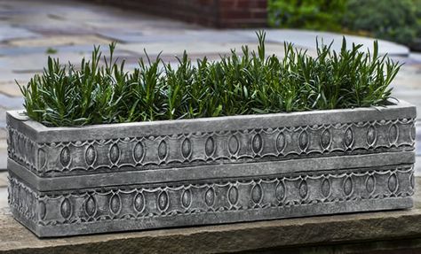 Oak Park Window Box cast stone Planter made by Campania International Window Box Garden, Campania International, Vertical Planter, Window Planter Boxes, Stone Planters, Oak Park, Cast Stone, Window Box, Outdoor Planters