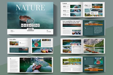 Nature Magazine Layout Landscape , Print Templates ft. clean & company - Envato Magazine Layout Landscape, Article Ideas, Magazine Cover Layout, Nature Magazine, Layout Landscape, Indesign Magazine, Fashion Magazine Layout, Page Layout Design, Newspaper Template