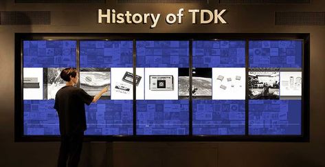 Digital Timeline | History Zone |TDK Museum Timeline History, Museum History, Interactive Timeline, Museum Design, History Wall, History Timeline, Interactive Installation, Environmental Graphics, Design Museum