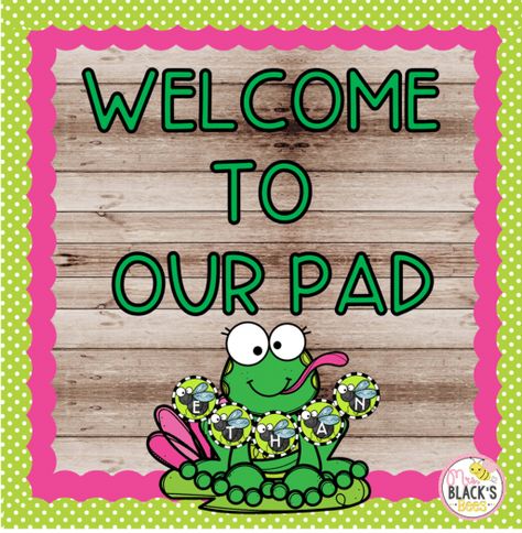 Are you looking for bulletin board ideas as you begin a new school year? Your students will LOVE this frog themed display. This craft is perfect to use as a welcome back to school activity. Students will enjoy coloring the frog and flies all while practicing their first name. This bulletin board makes an adorable hallway display for the PreK Preschool Kindergarten or First grade classroom. #backtoschool #bulletinboards #classroommanagement #classroom #management #toddlers Frog Classroom Decorations, Preschool Decoration, Frog Bulletin Boards, Preschool Jobs, Frog Classroom, First Grade Crafts, Preschool Boards, Toddlers Room, Frog Stuff