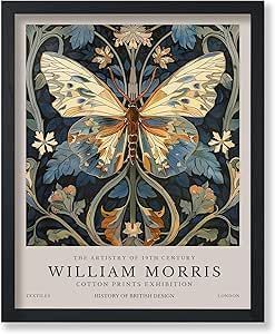 Poster Master William Morris Poster - Butterfly Print - Botanical Art - Exhibition Art - Moth Art - Animal Art - Floral Art - Aesthetic Art - Office or Living Room Wall Decor - 11x14 UNFRAMED Wall Art Wall Decor Green, Green Room Decor, William Morris Poster, William Morris Patterns, Japan Illustration, Morris Wallpapers, Butterfly Poster, William Morris Art, William Morris Designs