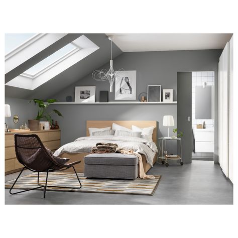 Malm Bedroom Ideas Oak, Malm White Stained Oak, Malm Bedroom Ideas, Ikea Malm White, Malm Bedroom, Malm Bed Frame, High Bed Frame, Ikea Malm Bed, Bedroom Ikea