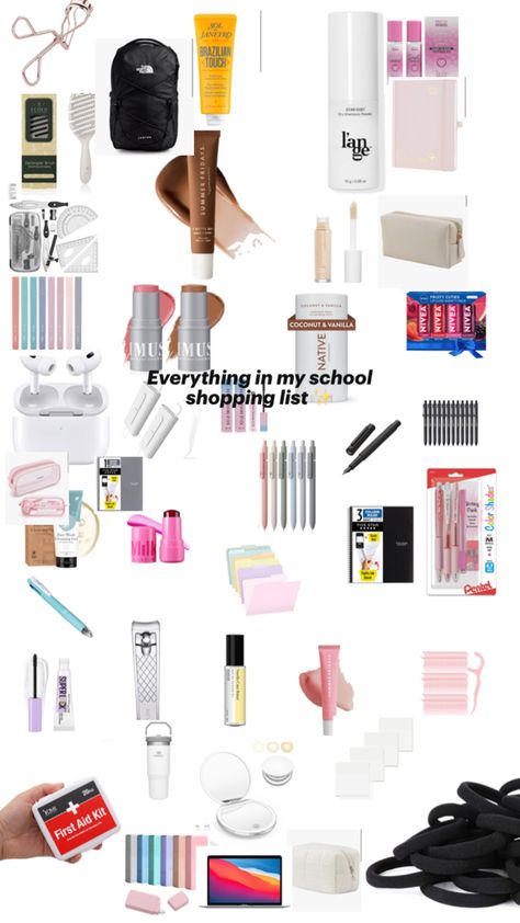 School supplies ✏️ List For School, School Supplies College, School Backpack Essentials, Preppy School Supplies, School Lifestyle, School Supplies Highschool, Backpack Essentials, College School Supplies, Preppy School