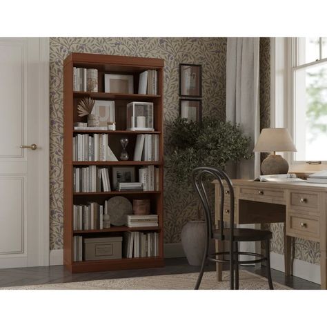 Latitude Run® 100% Solid Wood 32" Storage Standard Bookcase & Reviews | Wayfair Solid Wood Bookcase, Wood Kiln, Frosted Glass Door, Raised Panel Doors, White Bookcase, Wood Sample, Open Bookcase, Wooden Bookcase, Wood Bookcase