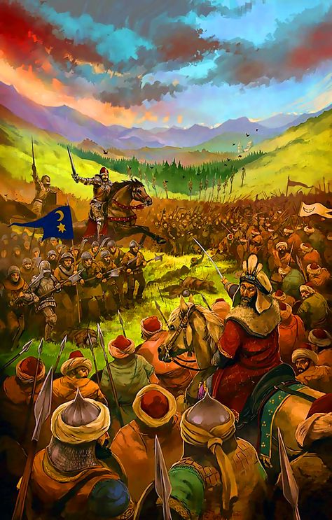 Vlad Tepes the Impaler leading his Transylvanian troops against the Ottoman Turks Vlad The Impaler, Historical Warriors, Ancient Warfare, Islamic Paintings, Medieval Period, Medieval History, Historical Art, Historical Pictures, Ottoman Empire