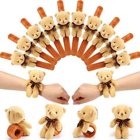 PRICES MAY VARY. Abundant in Quantity: you will receive 16 pieces of bear slap bracelets, cute, delicate and fun, enough for you to wear and share with others, which can add some variety to their own bracelet collection Appropriate Size: each stuffed animal slap bracelet measures about 8.66 inches/ 22 cm long, easy to wear and carry and can fit snug around most wrists, making it ideal for people who love animal themed accessories Cute Animal Designs: these plush animal slap bracelets adopt bear Cabin Party Favors, Bear Party Theme, Bear Birthday Theme, Bear Party Favors, Build A Bear Party, Boy Birthday Favors, Beary First Birthday, Tea Party Activities, Animal Party Favors