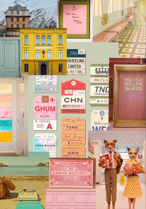 Wes Anderson Brand Identity, Wes Anderson Inspired Logo, Wes Anderson Inspired Graphic Design, Wes Anderson Website Design, Wes Anderson Color Palette Hex Codes, Wes Anderson Aesthetic Wallpaper, Wes Anderson Graphic Design, Wes Anderson Illustration, Wes Anderson House