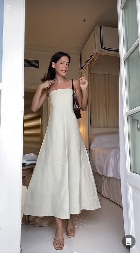 Influencer Dress To Impress, European Summer Outfits, Maxi Dress Outfit, Dresses Ideas, Basic Outfits, Dress Outfit, Fashion Poses, Linen Dresses, Spring Summer Outfits