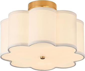 Giutna 13.3"Semi Flush Mount Ceiling Light Fixture, 3-Light Modern Close to Ceiling Light With Fabric Flower-Shaped Shade, Light Fixtures Ceiling Mount for Bedroom Nursery Kids Room Living Room(Gold) Living Room Gold, Light Fixtures Ceiling, Pink Ceiling, Pink Girl Room, Toddler Girl Room, Teen Girl Room, Ceiling Light Fixture, Bedroom Nursery, Semi Flush Mount