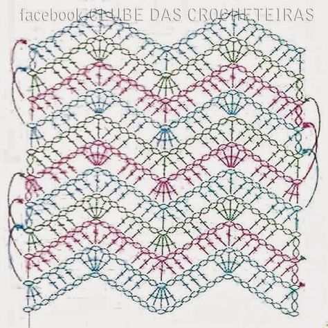 Zig Zag Crochet, Ripple Stitch, Diy Crafts Crochet, Crochet Stitches Diagram, Crochet Motifs, Crochet Instructions, Crochet Diagram, Crochet Stitches Patterns, Crochet Chart