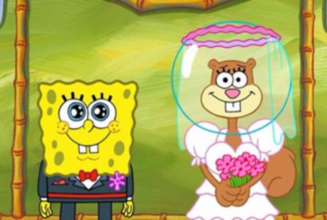 SpongeBob & Sandy Spongebob In Love, Spongebob Matching Pfp, Spongebob X Sandy, Sandy Cheeks Costume, Spongebob Wedding, Spongebob Love, Sandy Spongebob, Spongebob Sandy, Spongebob Squarepants Sandy