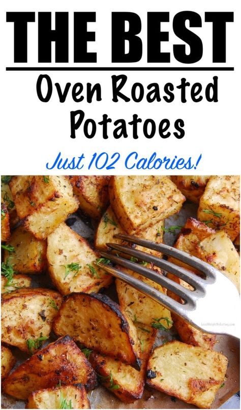 Easy Oven Roasted Potatoes Recipe {LOW CALORIE} Oven Potato Recipes, Easy Oven Roasted Potatoes, Healthy Roasted Potatoes, Low Calorie Sides, Low Calorie Side Dishes, Oven Potatoes, Making Roast Potatoes, Recipe Low Calorie, Oven Roasted Potatoes Easy