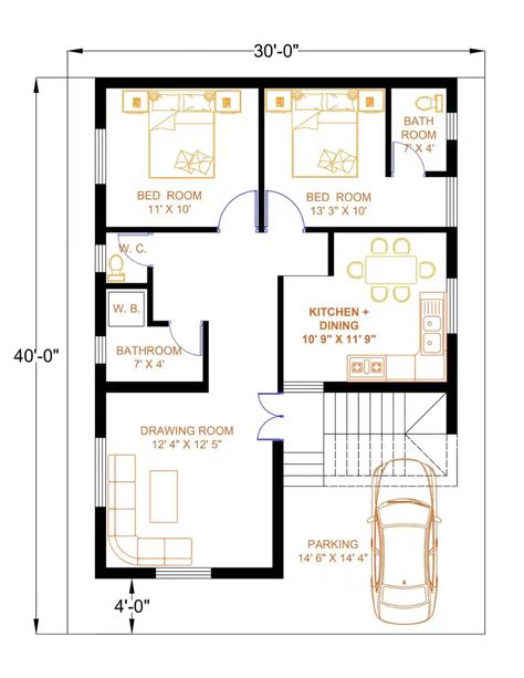 30x40 House Plans | 30*40 House Plan | 30×40 Home Design | 30*40 House Plan With Car Parking 1 30x 40 House Plans, 30x40 House Plans 2 Bedroom, 1150 Sq Ft House Plans, 30×40 Home Design, 30×40 House Plan, 40×40 House Plans, 30 By 40 House Plans Design, 30×30 House Plan, 30 X 40 House Plans Open Floor