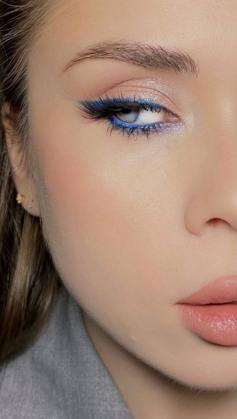 Subtle Blue Makeup, Subtle Blue Eye Makeup, Subtle Blue Eyeshadow, Soft Blue Makeup, Sky Blue Eye Makeup, Eye Makeup Blue Dress, Wedding Makeup Blue, Sky Blue Eyes, Prom 23