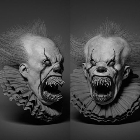 ArtStation - Pennywise , Luke Starkie Black Philip, Creepy Clown Pictures, Scream Horror Movie, Creepy Aesthetic, Evil Clown, Creepy Faces, Clown Horror, Graffiti Tattoo, Creepy Photos