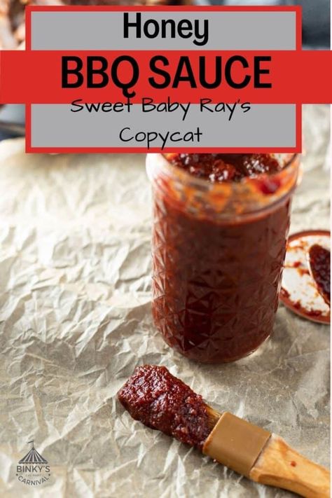 This Honey BBQ Sauce from Binky's Culinary Carnival is sweet and tangy. It is reminiscent of commercially available Sweet Baby Rays but better because it is homemade. The best part is that you probably have all of the ingredients in your pantry right now. Make a quick batch and store it in the fridge or find directions to water bath can it in the article. Your friends and family will go wild over this one. Canning Bbq Sauce Water Bath, Canning Condiments, Homemade Honey Bbq Sauce, Best Canning Recipes, Honey Bbq Sauce Recipe, Peppers Garden, Canning Sauces, Sweet Baby Rays Bbq Sauce, Sweet Baby Rays