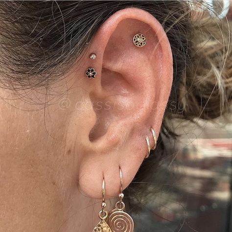 Eat Piercings, Ear Ideas, Minimalist Ear Piercings, Ear Curation, Ear Peircings, Piercing Inspo, Cool Ear Piercings, Pretty Ear Piercings, Body Accessories