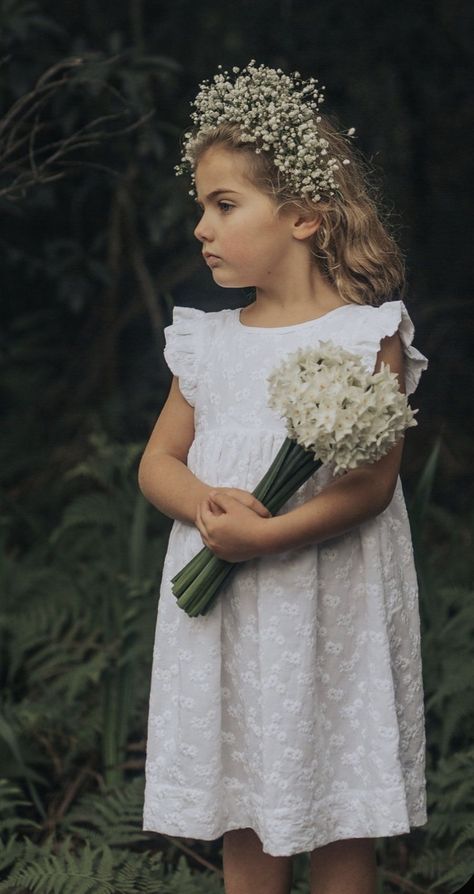 Flower Girl Dresses Simple, Simple Flower Girl, Flower Girl Dresses Baby, Cotton Flower Girl Dress, Simple Flower Girl Dresses, Baptism Dresses, Emma Woodhouse, Girls Baptism Dress, Pure Cotton Dress