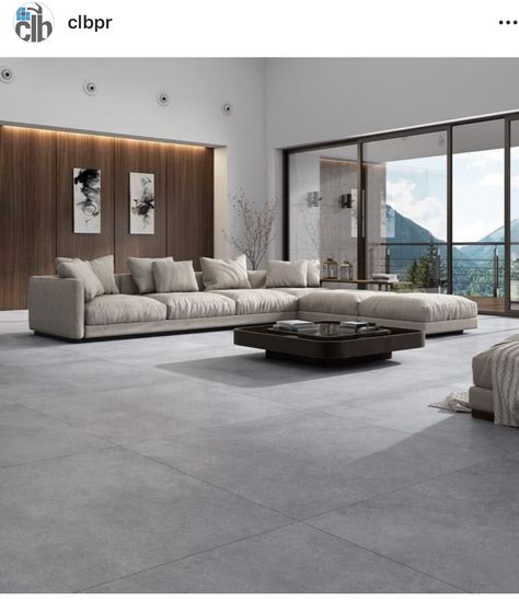 Grey Floor Tiles Living Room, Grey Tiles Living Room, Grey Flooring Living Room, Tiles Living Room, Tile Floor Living Room, Modern Apartment Living Room, Gray Floor, Grey Floor, Decor Salon