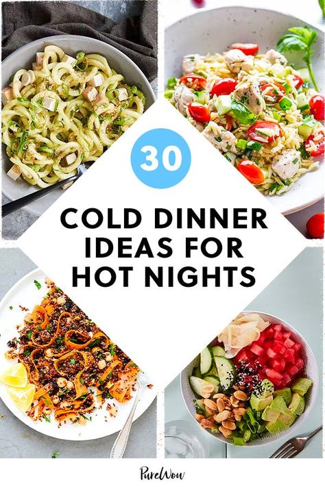 30 Cold Dinner Ideas Made for Scorching Hot Nights Labor Day Dinner Ideas, Cold Summer Dinners, Warming Meals, Cold Dinner Ideas, Labor Day Food Ideas, Hot Day Dinners, Hot Weather Meals, Light Summer Dinners, Light Summer Meals