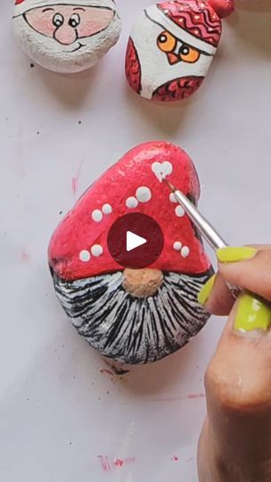 2.9K views · 129 reactions | Gnome with 3D Nose Painting On Rock 
Christmas Painting ideas on Rock/Stone 🌲🎅
#rockpainting #Christmas | By Little Rocks | Facebook Gnomes Painted On Rocks, Snowman Rock Painting Ideas, Gnomes On Rocks, Gnome Rock Painting Ideas, Painted Christmas Rocks, Nose Painting, Christmas Painting Ideas, Gnome Paint, Christmas Rock